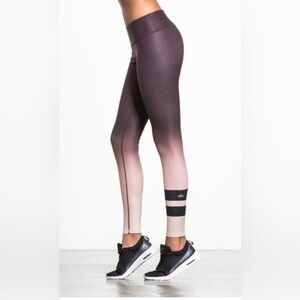 Alo Yoga Airbrush Leggings Brown Ombre Fade Stripe Full Length Medium